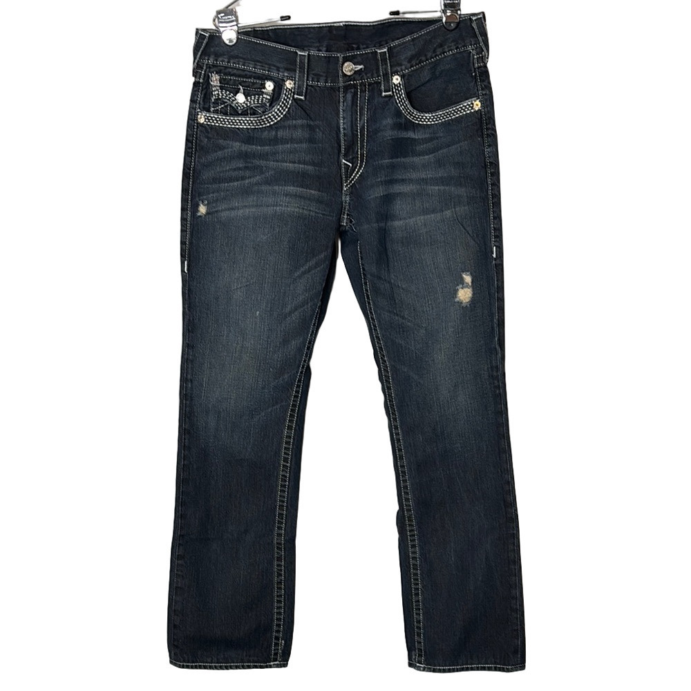 True Religion Classic Denim Straight Distressed Jeans style # MDE859Z05